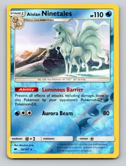 Alolan Ninetales 28/147 Rare Burning Shadows Pokemon Reverse Holo NM - Image 1