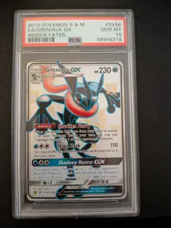 Pokemon Greninja GX SV56/SV94 Hidden Fates PSA 10 - Image 1