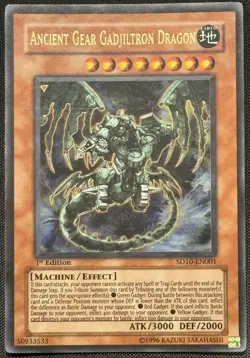 Yugioh Ancient Gear Gadjiltron Dragon 1st Edition Super Rare SD10-EN001 NM - Image 1