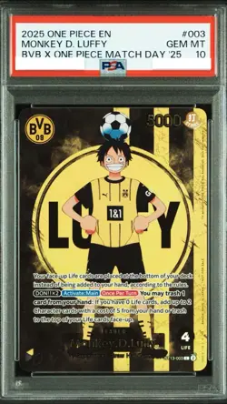 ONE PIECE PROMOS #003 MONKEY D. LUFFY BVB X ONE PIECE MATCH DAY '25 PSA 10 - Image 1