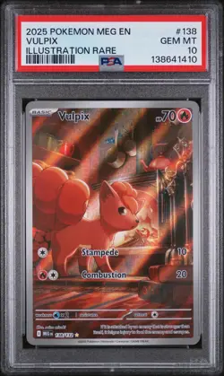 2025 Pokemon Meg EN-Mega Evolution Vulpix Illustration Rare PSA 10 #138 - Image 1