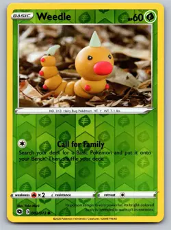 Weedle 002/073 Common Champion's Path Pokemon Reverse Holo Near Mint - Image 1