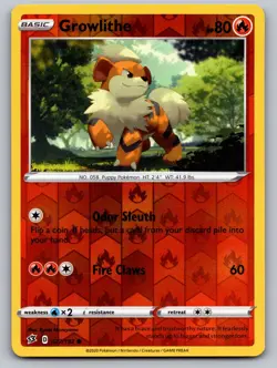 Growlithe 027/192 Common Rebel Clash Pokemon Reverse Holo Near Mint - Image 1