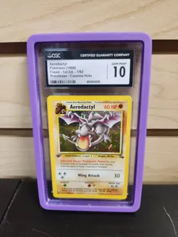 Aerodactyl Pokemon Fossil 1st Edition Prerelease #1/62 Graded CGC 10 - Image 1
