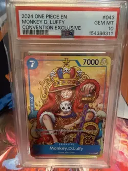One Piece CCG Monkey.D.Luffy Non Foil Promo P-043 PSA 10 Convention Exclusive - Image 1