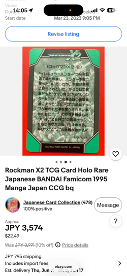 Rockman X2 TCG Card Holo Rare Japanese BANDAI Famicom 1995 Manga Japan - Image 2