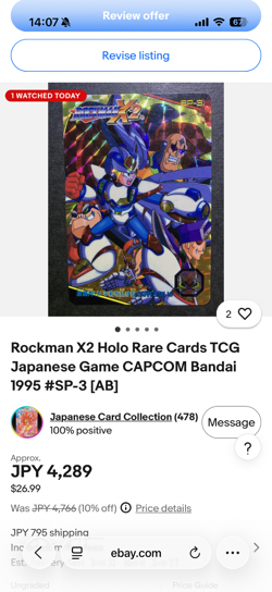 Rockman X2 TCG Card Holo Rare Japanese BANDAI Famicom 1995 Manga Japan - Image 3