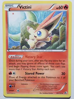 EXCLUSIVE Victini 23/113 RARE Legendary Treasures Pokemon Card Tomokazu Komiya - Image 1