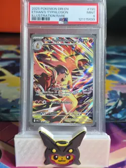 2025 POKEMON DRI EN-DESTINED RIVALS ILLUSTRATION RARE ETHAN'S TYPHLOSION PSA 9 - Image 1