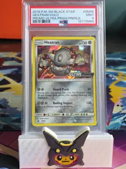 PSA 9 2017 Pokemon Heatran Holo Ultra Prism Prerelease NON STAFF Promo SM96 - Image 1