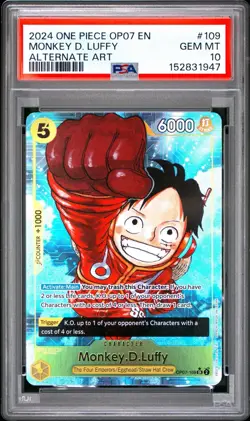 PSA 10 MONKEY D. LUFFY 109 ALTERNATE ART ONE PIECE - Image 1