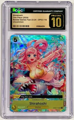 2024 One Piece Shirahoshi OP03-116 Bandai Games Fest 23-24 CGC 10 Pristine Engl - Image 1