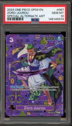 One Piece CCG Zoro-Juurou Special Alternate Art OP05-067 PSA 10 Gem Mint - Image 1