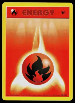 Pokemon Card - Fire Energy Base Set Shadowless 98/102 1st Edition Common - Image 1