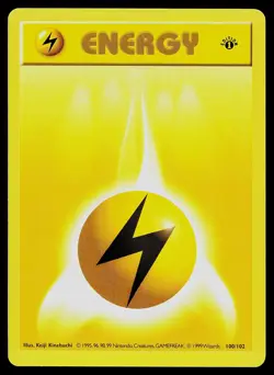 Pokemon Card - Lightning Energy Base Set Shadowless 100/102 1st Edition Common - Image 1