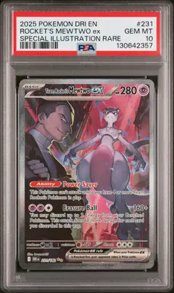 2025 POKEMON DRI EN-DESTINED RIVALS #231 TEAM ROCKET'S MEWTWO EX PSA 10 - Image 1