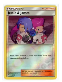 Jessie & James 58/68 Rare Reverse Holo Hidden Fates Pokemon TCG - Image 1