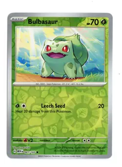 Bulbasaur 001/165 Common Reverse Holo SV: Scarlet & Violet 151 Pokemon TCG - Image 1