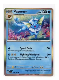 Vaporeon 134/165 Rare Holo SV: Scarlet & Violet 151 Pokemon TCG - Image 1