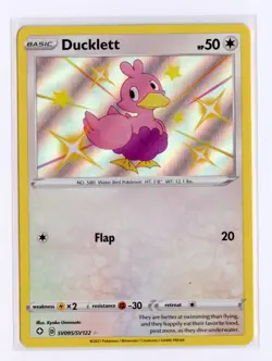 Ducklett SV095/SV122 Shiny Holo Rare Holo Shining Fates: Shiny Vault Pokemon TCG - Image 1