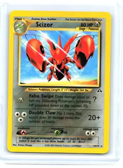 2001 Pokemon—Scizor #29/75 Neo Discovery—Rare Non-Holo [Moderately Played] - Image 1