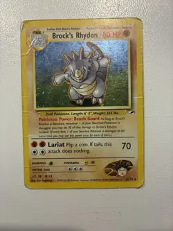 Brock's Rhydon Gym Heroes Holo Rare Card 002/132 Pokemon TCG - Image 1