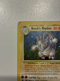 Brock's Rhydon Gym Heroes Holo Rare Card 002/132 Pokemon TCG - Image 2