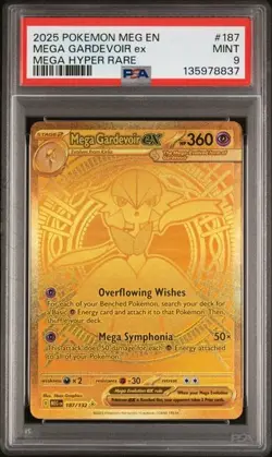 PSA 9 Pokemon TCG Mega Gardevoir ex 187/132 Mega Hyper Rare Mega Evolution #187 - Image 1