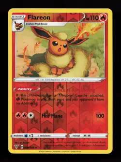 Flareon 026/185 Rare Reverse Holo SWSH04: Vivid Voltage Pokemon Card - Image 1