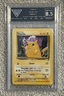 Pikachu 87/130 Base Set 2 WOTC Pokemon Card - Graded 8.5 NEAR MINT+ GetGraded - Image 1