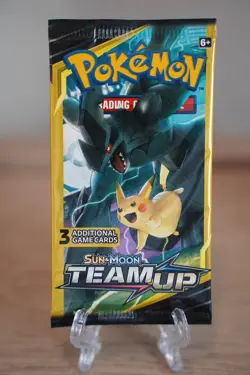 7.69g Pokemon TCG Team Up Mini Booster Pack 3 Card Reshiram Pikachu Art Sealed - Image 2