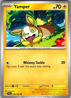 Yamper Temporal Forces 058/162 Common Pokemon Near Mint - Image 1