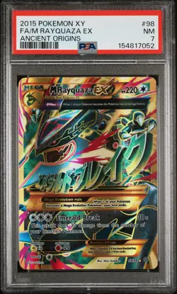 2015 POKEMON XY ANCIENT ORIGINS #98 FULL ART/M RAYQUAZA EX PSA 7 - Image 1