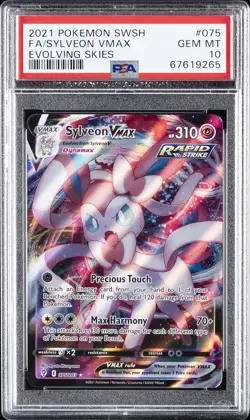 2021 POKEMON SWORD & SHIELD EVOLVING SKIES #075 FULL ART/SYLVEON VMAX PSA 10 - Image 1