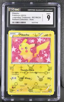 CGC 9 - Pikachu #RC7 Pokemon Legendary Treasures - Image 1