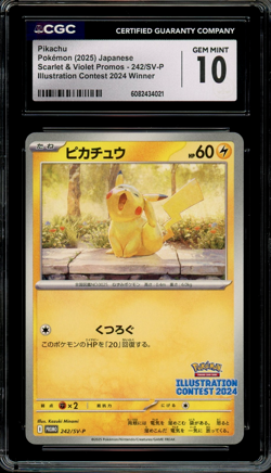 CGC 10 Gem Mint JPN Pikachu Promo Illustration Contest 2024 242/SV-P Pokemon - Image 1