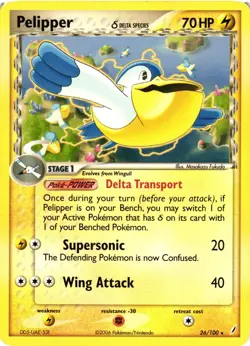 Pokemon TCG Pelipper (Delta Species) 26/100 Normal Rare Crystal Guardians MP - Image 1
