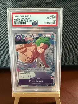 !!PSA 10!! 2024 One Piece OP09 EN Treasure Rare #004 Zoro-Juurou PSA 10 GEM MINT - Image 1