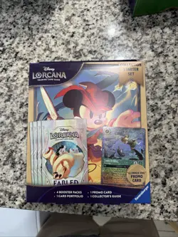 Disney Lorcana Fabled Collection Starter Set 4 Packs Tinkerbell Promo New Sealed - Image 3