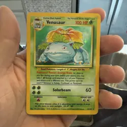 Pokemon TCG Venusaur 15/102 Base Set Holo Rare 100 HP Stage 2 English Card LP - Image 1