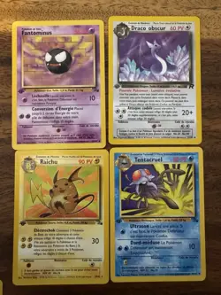 Pokemon TCG 4-Card Lot French 1st Ed Gastly Raichu Dark Dragonair Tentacruel - Image 1