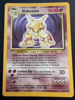 Pokemon TCG Alakazam Base Set Holo Card 1/102 Unlimited Rare - Image 1