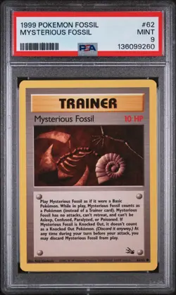 MYSTERIOUS FOSSIL #62 1999 POKEMON FOSSIL PSA 9 MINT VINTAGE - Image 1