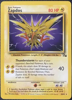 Zapdos 30/62 Fossil Regular - Pokemon Card - Image 1