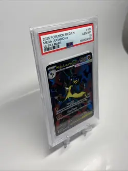 2025 Pokemon Mega Evolution Lucario ex Ultra Rare #160 PSA 10 Gem Mint - Image 3