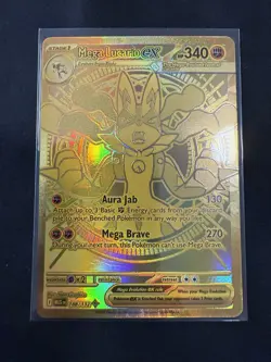 Pokemon Mega Evolution Lucario EX Gold 188/132!!! Pack To Sleeve!!! - Image 1