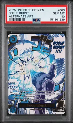 2025 ONE PIECE OP12-LEGACY OF THE MASTER ALTERNATE ART #060 BOEUF BURST PSA 10 - Image 1