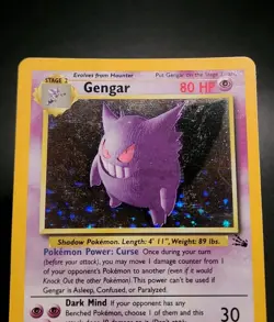 Gengar 5/62 MP -Vintage Rare Holo Pokemon Card- Fossil MP - Image 4