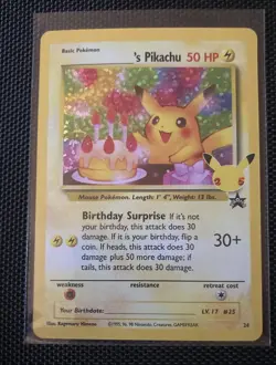 Pokemon Celebrations 25th Anniversary Birthday Pikachu #24 Black Star Promo NM - Image 2
