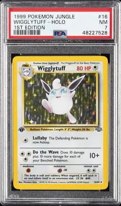 1999 POKEMON JUNGLE 1ST EDITION #16 WIGGLYTUFF-HOLO PSA 7 - Image 1